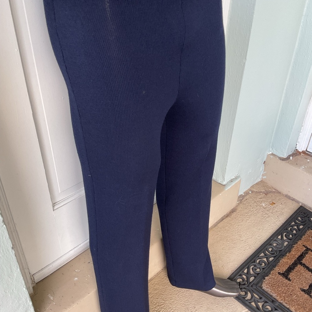 St John Navy Knit Ladies  Blue Ribbed Pants